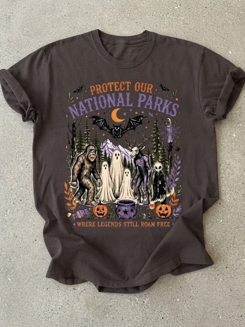 Gildan Brown Halloween 'Protect Our National Parks' Graphic Tee